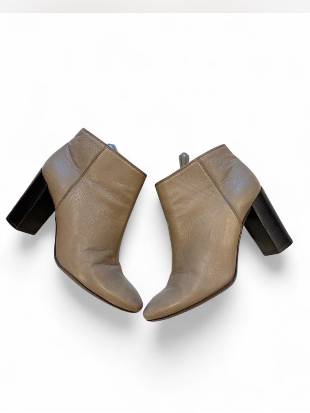 Women's Tory Burch Taupe Leather Ankle Booties - Stylish Block Heel
